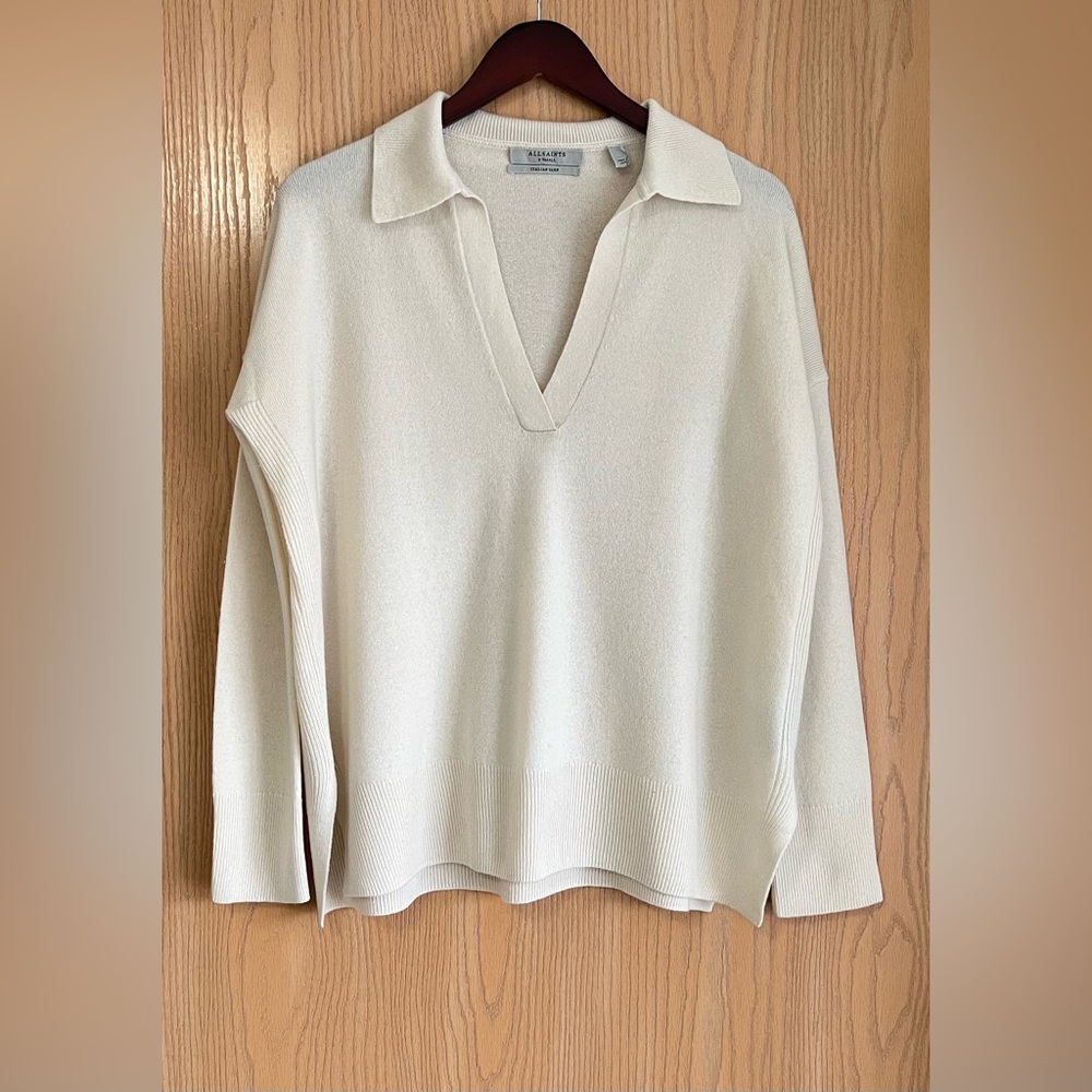 AllSaints | Women’s XS | Cream Ollar Cashmere Sweater | Oversized Italian Yarn